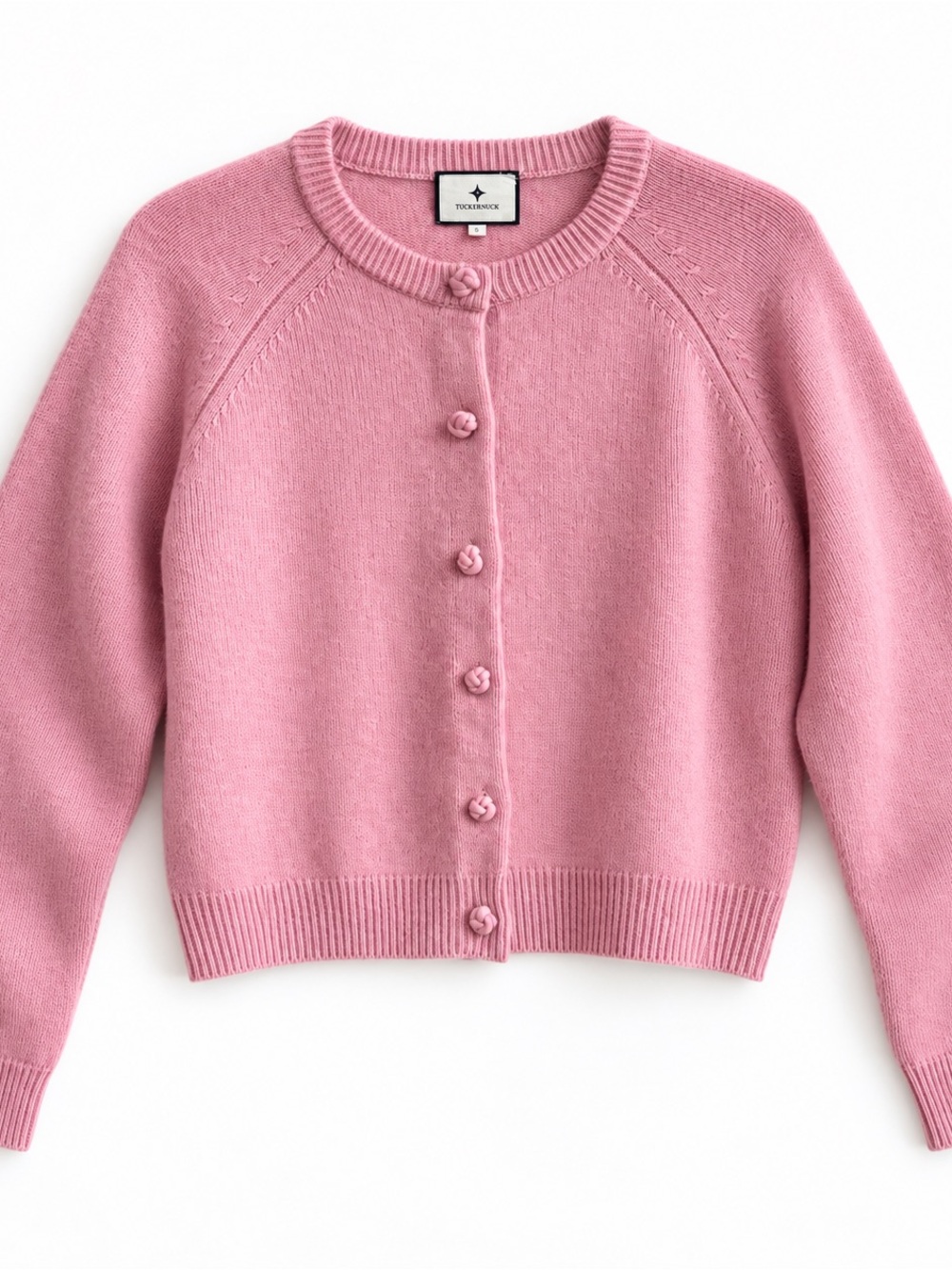 Tuckernuck Rose-Pink Button Cashmere Cardigan Large